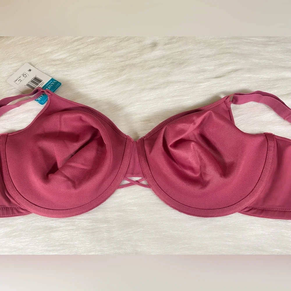 NWT Vanity Fair Womens Bra Radiant Smooth Back Underwire Mauve 38DDD